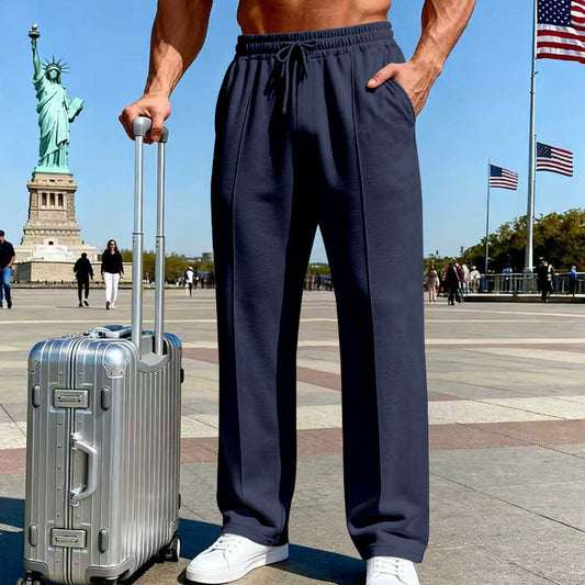 ๐ 50% OFF NOW! ๐ฟ Men's Straight Leg Pants โ Elastic Waist, Drawstring & Knit โ Casual Comfort & Breathable โจ