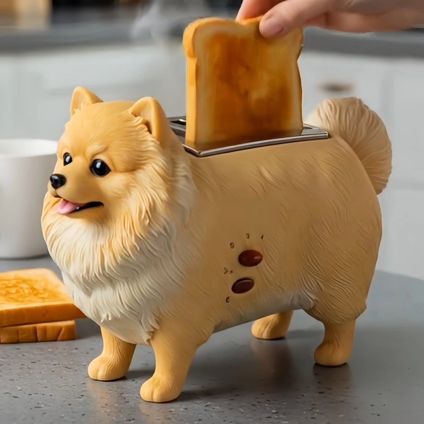 Creative 4-Slice Toaster | Cute Aesthetic Kitchen Appliance for Cozy Breakfast & Unique Home Decor -Pomeranian Toaster