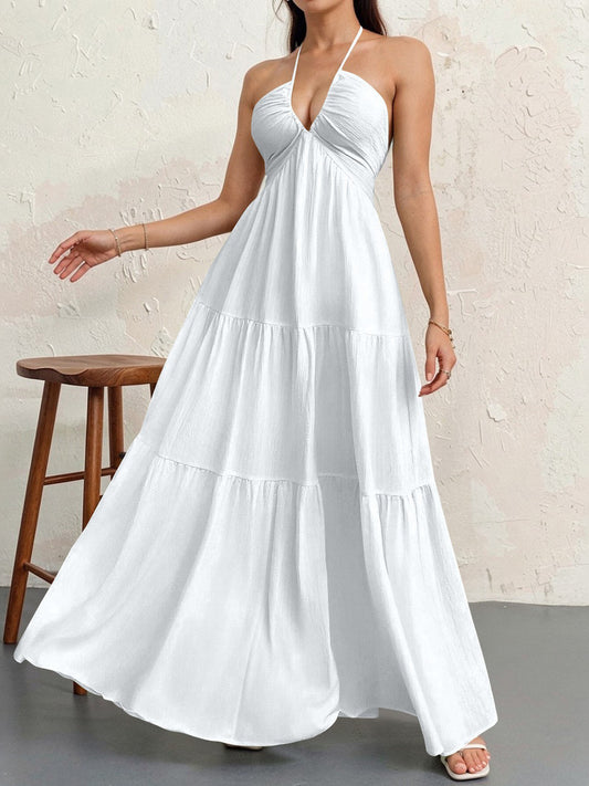 Flowy V-Neck Maxi Dress – Elegant Sleeveless Summer Dress