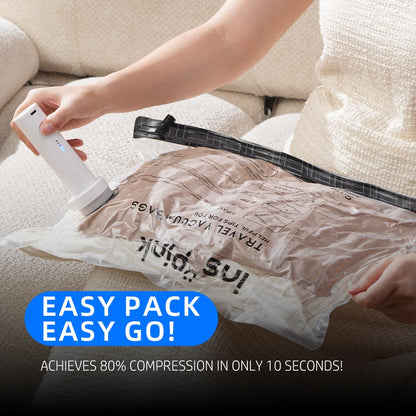Vacuum Compression Storage Bags with USB - Rechargeable Electric Pump - Ultra - Compact, Lightweight Space - Savers