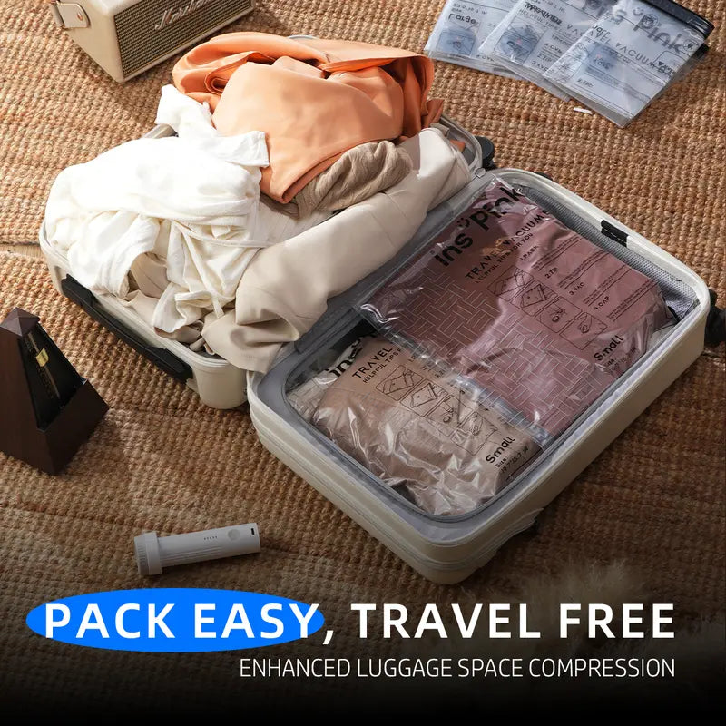 Vacuum Compression Storage Bags with USB - Rechargeable Electric Pump - Ultra - Compact, Lightweight Space - Savers