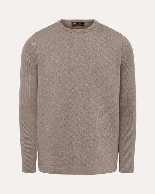 Quilted Knit Wool Sweater