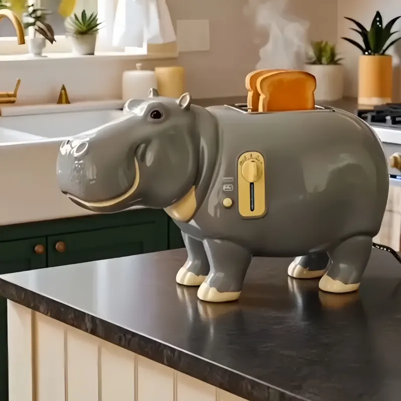 Adorable Animal 2-Slice Toaster | Fun & Functional Novelty Kitchen Appliances-Hippo Toaster