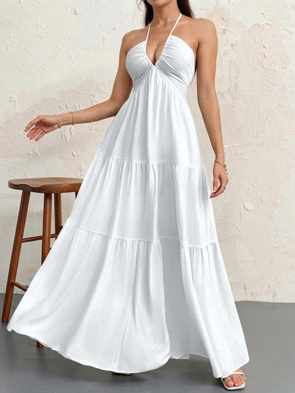 Flowy V-Neck Maxi Dress – Elegant Sleeveless Summer Dress