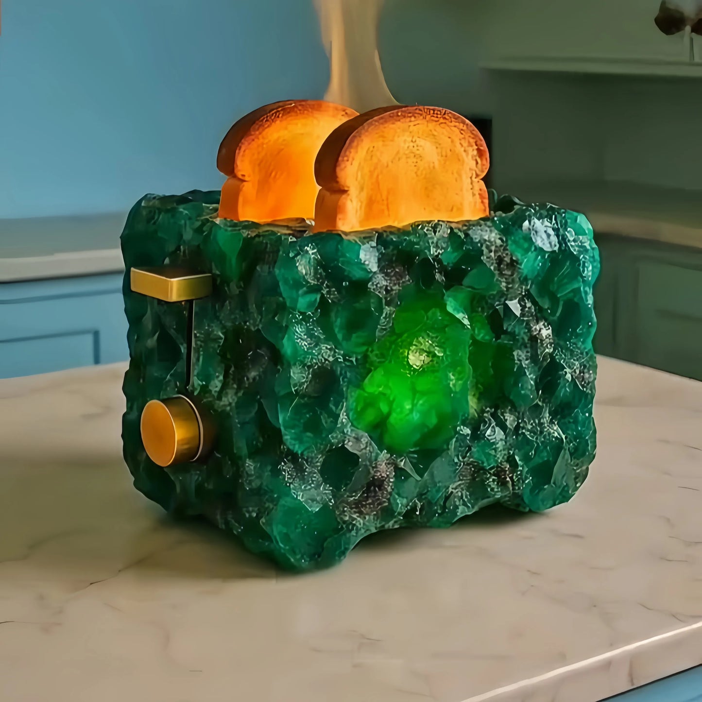 Modern Mineral Stone Texture 2-Slice Toaster | Smart Heat & Timeless Design Kitchen Appliances-Emerald Malachite
